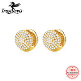 TrustDavis 925 Silver Zircon Hoop Earring for Women Office Lady