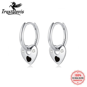 TrustDavis 925 Silver Heart Star Hoop Earring Zircon Women Lady Gift
