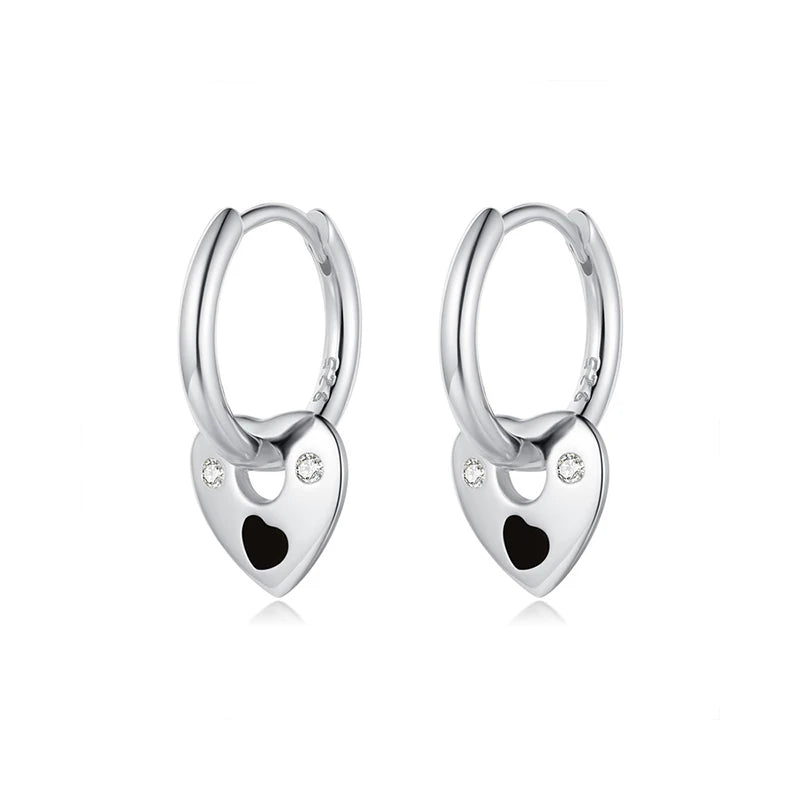 TrustDavis 925 Silver Heart Star Hoop Earring Zircon Women Lady Gift