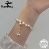 TrustDavis 925 Silver Opal Bracelet Love Pearl Synthesis Wedding Jewelry Gift