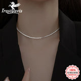 Davis 925 Sterling Silver Sweet Choker Natural Pearls CZ Necklace For Women