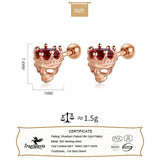 925 Silver Red Zircon Crown Skull Earrings for Girls