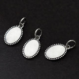 925 Sterling Silver Matte Oval Geometric Pendant DIY Necklace Accessories