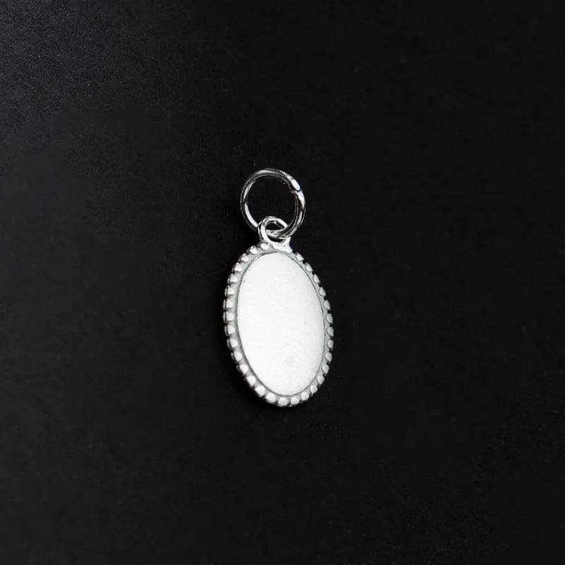 925 Sterling Silver Matte Oval Geometric Pendant DIY Necklace Accessories
