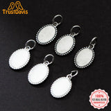 925 Sterling Silver Matte Oval Geometric Pendant DIY Necklace Accessories