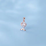 TrustDavis 925 Silver Mermaid Tail CZ Charm Pendant DIY Necklace