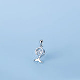TrustDavis 925 Silver Mermaid Tail CZ Charm Pendant DIY Necklace