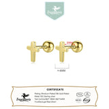 925 Sterling Silver Mini Cross Bead Stud Earrings for Girls Birthday Gift