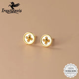 TrustDavis 925 Silver 18K Stud Earrings Gift DE0013