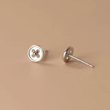TrustDavis 925 Silver 18K Stud Earrings Gift DE0013
