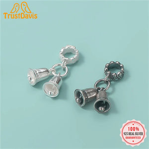 TrustDavis 925 Silver Bell Pendant Bracelet DIY Necklace Charm