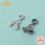 TrustDavis 925 Silver Bell Pendant Bracelet DIY Necklace Charm