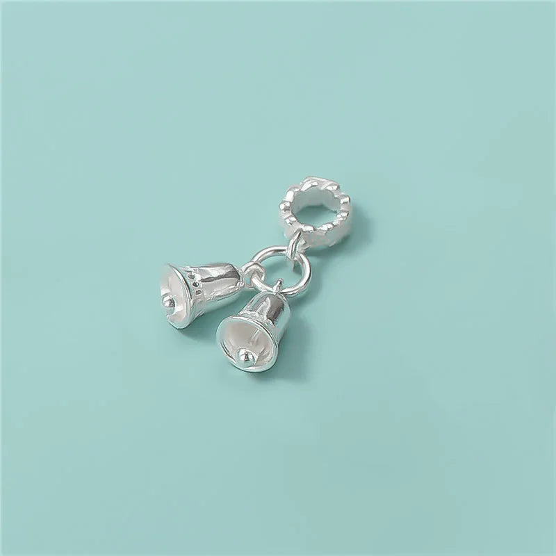 TrustDavis 925 Silver Bell Pendant Bracelet DIY Necklace Charm