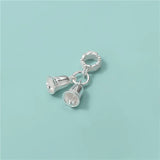 TrustDavis 925 Silver Bell Pendant Bracelet DIY Necklace Charm