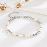 TrustDavis 925 Sterling Silver Pearl Bracelet for Women