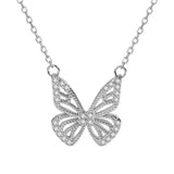 TrustDavis Butterfly CZ Short Necklace 925 Silver S925 Jewelry