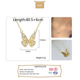TrustDavis Butterfly CZ Short Necklace 925 Silver S925 Jewelry