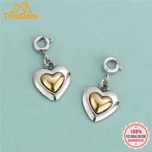 TrustDavis 925 Sterling Silver Love Heart Pendant Necklace Bracelet Fine Jewelry