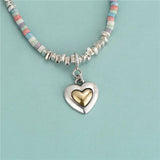 TrustDavis 925 Sterling Silver Love Heart Pendant Necklace Bracelet Fine Jewelry