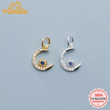 925 Silver Moon Star Charm Pendant Zircon DIY Necklace Bracelet
