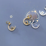 925 Silver Moon Star Charm Pendant Zircon DIY Necklace Bracelet