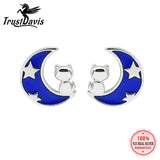 Davis 925 Silver Moon Star Stud Earrings Love Gift for Daughter Girls Birthday