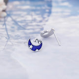Davis 925 Silver Moon Star Stud Earrings Love Gift for Daughter Girls Birthday