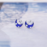 Davis 925 Silver Moon Star Stud Earrings Love Gift for Daughter Girls Birthday