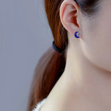 Davis 925 Silver Moon Star Stud Earrings Love Gift for Daughter Girls Birthday