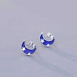 Davis 925 Silver Moon Star Stud Earrings Love Gift for Daughter Girls Birthday
