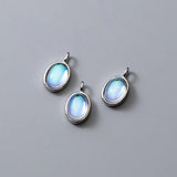 925 Silver Moonlit Opal Heart Pendant Necklace DIY Jewelry