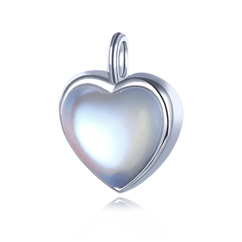 925 Silver Moonlit Opal Heart Pendant Necklace DIY Jewelry