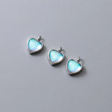925 Silver Moonlit Opal Heart Pendant Necklace DIY Jewelry