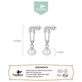 TrustDavis Silver Pearl CZ Stud Earrings for Women Wedding