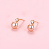 Davis 925 Silver Natural Pearls Zircon Stud Earrings ES014