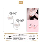 Davis 925 Silver Natural Pearls Zircon Stud Earrings ES014