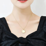 TrustDavis Silver Necklace 18K Round Card Punk Necklace