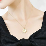 TrustDavis Silver Necklace 18K Round Card Punk Necklace