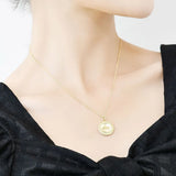TrustDavis Silver Necklace 18K Round Card Punk Necklace