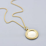 TrustDavis Silver Necklace 18K Round Card Punk Necklace