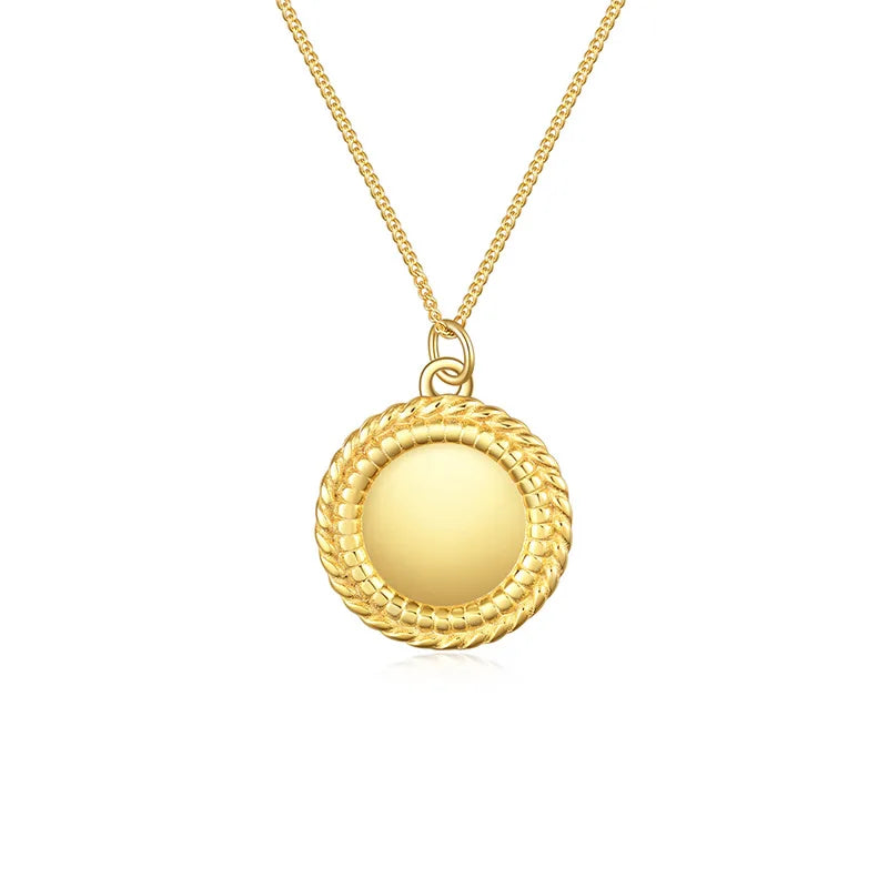 TrustDavis Silver Necklace 18K Round Card Punk Necklace
