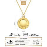 TrustDavis Silver Necklace 18K Round Card Punk Necklace