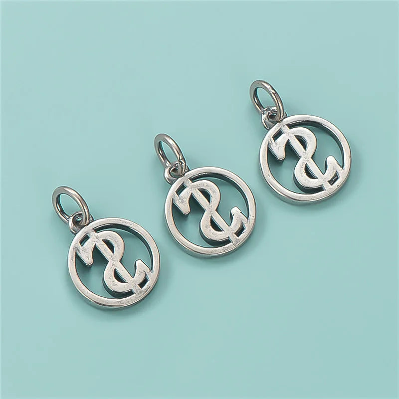 TrustDavis 925 Sterling Silver Coin Pendant Necklace Bracelet Set
