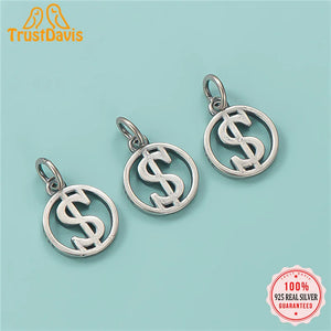 TrustDavis 925 Sterling Silver Coin Pendant Necklace Bracelet Set
