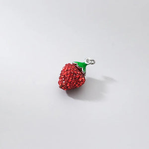 TrustDavis 925 Sterling Silver Necklace Zircon Red Strawberry DIY Jewelry