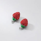 TrustDavis 925 Sterling Silver Necklace Zircon Red Strawberry DIY Jewelry
