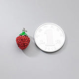 TrustDavis 925 Sterling Silver Necklace Zircon Red Strawberry DIY Jewelry