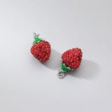 TrustDavis 925 Sterling Silver Necklace Zircon Red Strawberry DIY Jewelry
