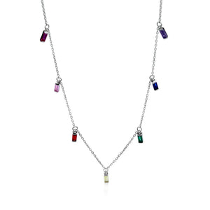 TrustDavis 925 Sterling Silver Geometric Zircon Necklace For Women Office Lady