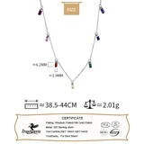 TrustDavis 925 Sterling Silver Geometric Zircon Necklace For Women Office Lady